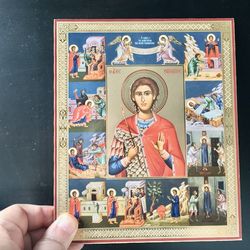Saint Phanourios, Handmade Russian Orthodox Icon St Fanourios, Byzantine Russian Art undefined | Size: 8 3/4"x7 1/4"