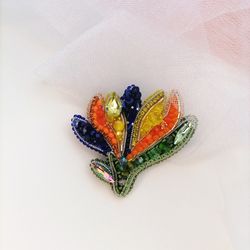 Strelitzia brooch, Flower brooch, Flower pin, Strelizia flower, Floral brooch, Blue flower, Flower