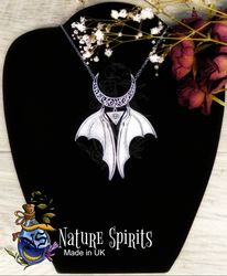 Mermaid Undine Tail Moon Nymph Necklace Totem Gothic Witch Boho Sea Creature Witchy Things Eye of Providence Bat Wings