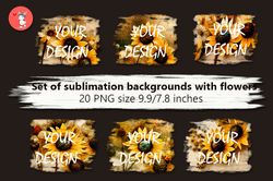 Set of sublimation backgrounds with flowers