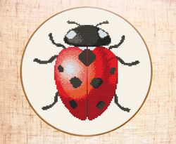 Ladybug Cross stitch pattern Modern cross stitch Insect cross stitch Nature embroidery Beetle cross stitch chart PDF