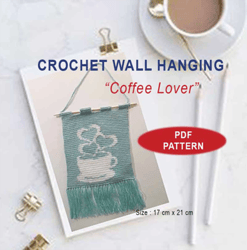 PDF PATTERN, Crochet Wall Hanging , 17 cm. x 21 cm.tall, crochet home decor, crochet gift