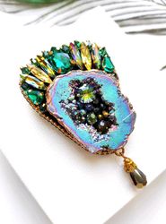 Druzy brooch, quartz brooch, quartz jewelry, stone brooch, druze brooch, gemstone brooch, brooch pin, chrystal brooch