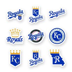 Kansas City Royals MLB Team Decal Set of 9 by 2 inches Sticker For Car Window Laptop Case Wall Outdoor Bumper Door