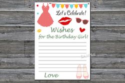 Ladies theme birthday Wishes for the birthday girl,Adult Birthday party game-fun games for her-Instant download