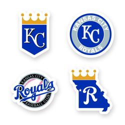 Kansas City Royals MLB Team Decal Set of 4 by 3 inches Sticker For Car Window Laptop Case Wall Outdoor Bumper Door