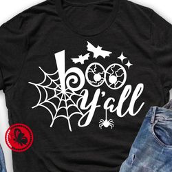 Boo y'all print Spiderweb bats svg clipart Halloween shirt design Digital download