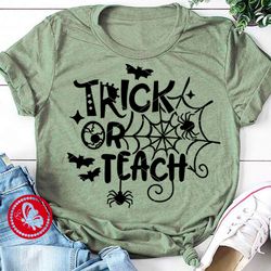 Trick or teach sign Halloween decoration Ghost Spiderweb clipart svg Digital downloads