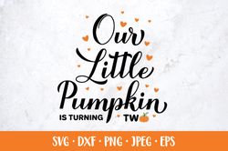 Our Little Pumpkin is turning two SVG. Baby 2nd birthday