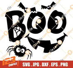 Kids Halloween SVG, Boo SVG, Pumpkin Face SVG, Funny Halloween Shirt Svg, Spider Svg, Png, Files for Cricut, Sublimation