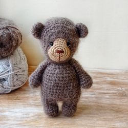 Crochet fluffy bear for baby shower gift