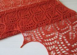 Lace shawl hand knit, triangle lightweight shawl, merino wool shawl