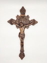 Crucifix Wooden cross 9.45" (24,7 cm) height, Jesus Christ, carved wooden cross, Catholic cross Wood Crucifix catholic