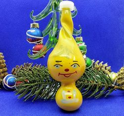 Soviet Antique Christmas Toy Cipollino. Big Glass Vintage Toy