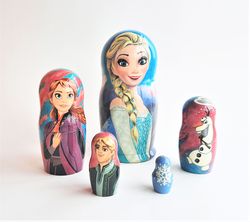 Frozen nesting dolls matryoshka - Cartoons heroes Russian wooden dolls