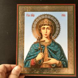 Great Martyr Irene  |  Gold foiled icon on wood | Size: 8 3/4"x7 1/4"
