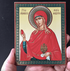 maria magdalene wooden gold plated religious christian sacred icon | inspirational icon decor| size: 5 1/4"x4 1/2"