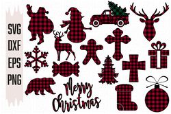 Bundle Christmas Svg, Merry Christmas Svg, Deer Buffalo Plaid Svg files, Digital download