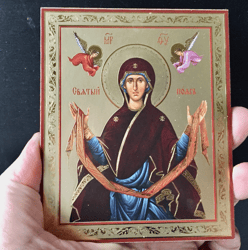 The Placing of the Venerable Belt of the Most Holy Mother of God | Inspirational Icon Decor| Size: 5 1/4"x4 1/2"