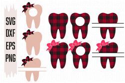 Tooth Svg, Tooth Buffalo Plaid Svg Files, Digital download