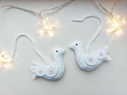 Peace dove Christmas ornaments, white dove, set of 2 Christmas ornaments, ready to ship