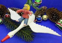 Antique Soviet Christmas Toy Geese-Swans. Old Russian Xmas Decor