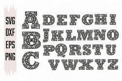 Alphabet Mandala Svg, Mandala Svg, Font Svg, Letter Svg, Digital download
