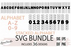 Stacked Alphabet Svg, Alphabet Svg, Numbers Svg, Font Svg, Letter Svg, Digital download