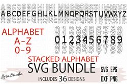 Stacked Alphabet Svg, Blood Svg, Alphabet Svg, Numbers Svg, Font Svg, Letter Svg, Digital download