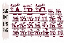 Alphabet Split Monogram Svg, Font Svg, Letter Svg, Digital download