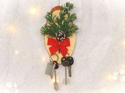 Wall key rack. Wall key holder. Handmade key organizer. Wooden wall hook. Key hook for wall. Christmas wall decor