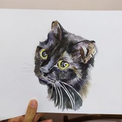 Pet Portrait Cat Portrait Cat Watercolor Painting Custom Painting