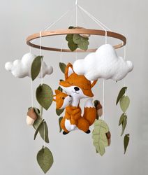 Fox crib mobile Forest  nursery decor