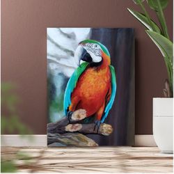 original acrylic painting on canvas parrot