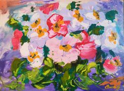 Flower White Red Bouquet Abstract Art Painting Original Artist Svinar Oksana