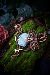 Wire wrapped amazonite copper necklace