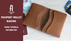 Leather passport wallet pattern PDF video Tutorial