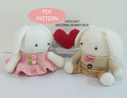 PDF Pattern, Crochet Wedding Bunny Box, patterns&tutorials, diy crochet pattern, crochet wedding gift