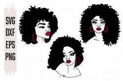 Afro Woman Svg, Beautiful African American Female Svg, Afro Svg, Digital download