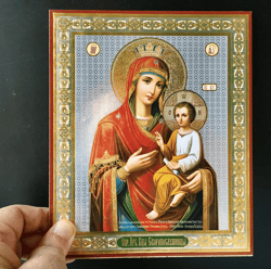 Mother of God quick to hearken  |  Gold and silver foiled icon on wood | Size: 8 3/4"x7 1/4"