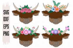 Bull Svg, Cow Svg, Farm Svg, Floral Svg, Bull head Svg, Digital download