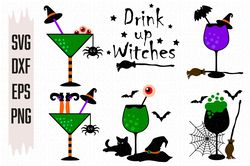Drink Up Witches Svg, Halloween Glass Svg, Bloodshot Eyeballs Svg, Digital download