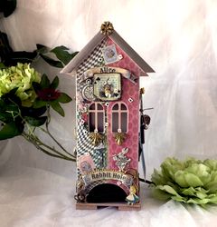 Rose Alice Tea house, Wooden tea box, Alice in wonderland, Tea box, Tea House, Tea Party, Kitchen decor, Free shipping