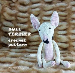 Bull Terrier Crochet Pattern Bull Terrier Amigurumi Pattern Dog Crochet Pattern Amigurumi Dog Pattern