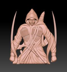 3D Model STL file Warrior with swords for CNC Router