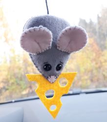 Felt mouse, Rat plush, Pet ornament, Rat gift, Car accessories for women rear view mirror, Car guy gift, Rat toys