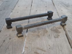 192 mm hand forged drawer pull type 4,  7 1/2'' pull handle, 7.56 in, wrought iron, cabinet cupboard wardrobe kitchen