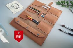Leather roll up pencil case pattern PDF file