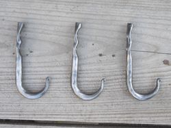 Set of 12 hammered small hooks, Towel, Mug, Bag, Coat, Rack, Hanger, Holder. Wrought iron, Blacksmith, Metal decor