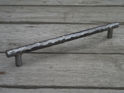 192 mm hand forged drawer pull type 8, 7 1/2'' pull handle, 7.56 in, wrought iron, cabinet cupboard wardrobe kitchen